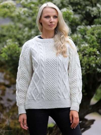 Handknit Aran Crew Sweater