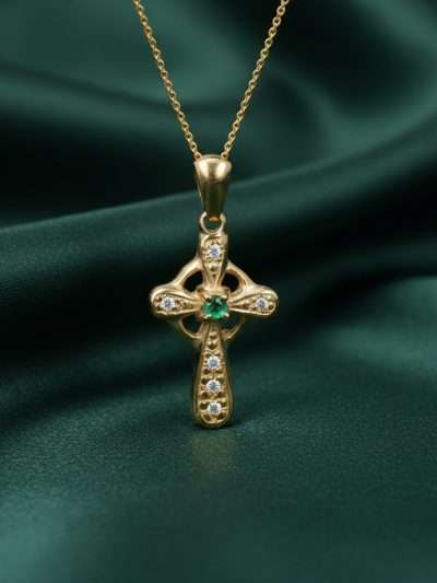 14K Gold Celtic Cross Necklace