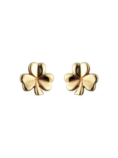 14k Gold Small Shamrock Stud Earrings