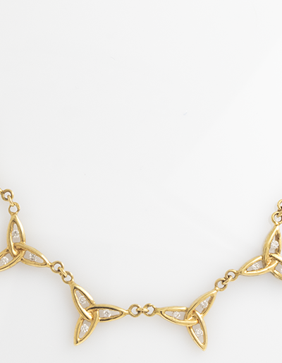 14k Gold Diamond Trinity Special Necklace with an intricate Celtic Trinity Knot design, set in radiant 14k gold and adorned with dazzling diamonds.