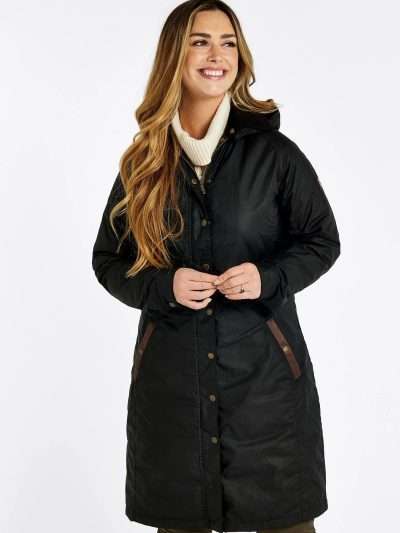 Ladies Wax Long Hooded Coat