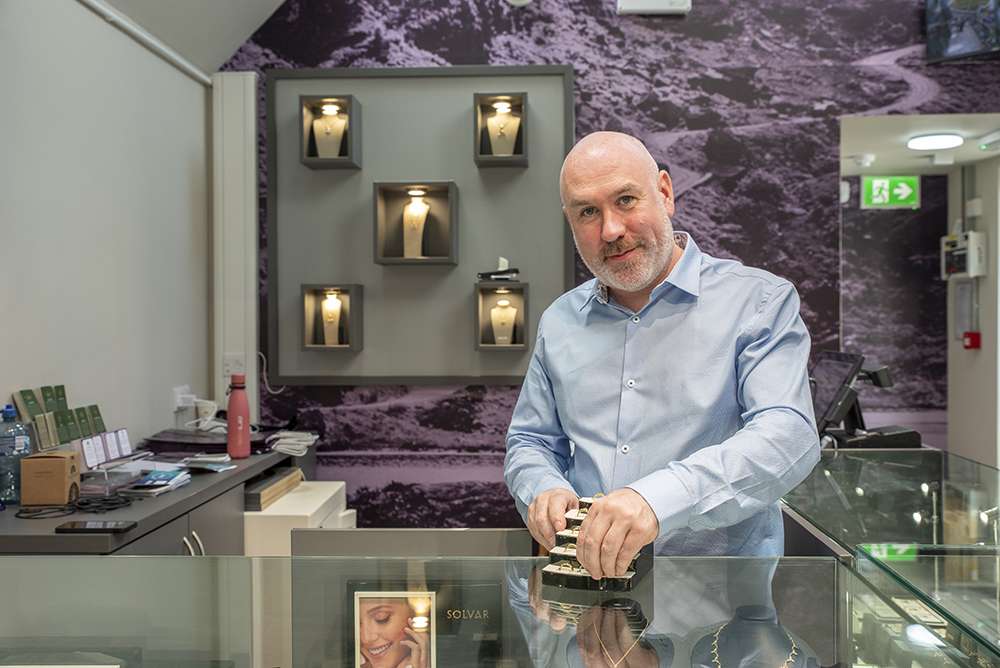 Dominic O’Sullivan at the Adare boutique of Moriarty’s Irish Gifts. Dominic O’Sullivan at Moriarty’s Irish Gifts boutique in Adare, welcoming visitors to the new store.