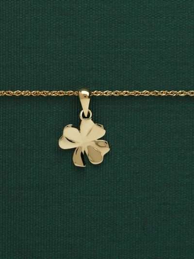 Small 14K gold shamrock necklace.