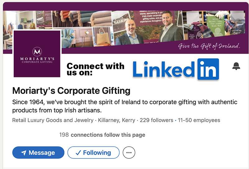Moriarty's Corporate Gifting Linkedin Page