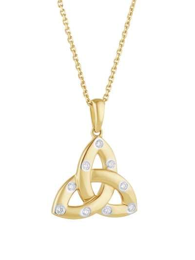 4K Gold Trinity Knot Necklace with Flush-Set Diamonds
