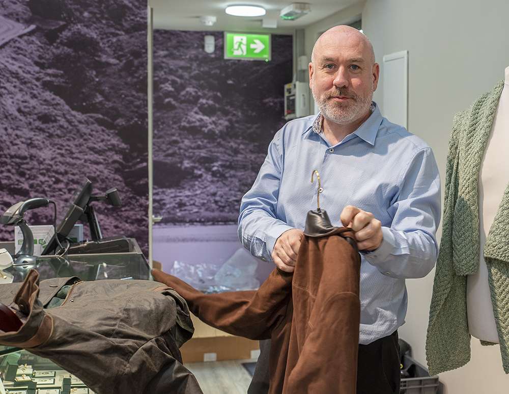 Dominic O’Sullivan at Moriarty’s Irish Gifts boutique in Adare, welcoming visitors to the new store.