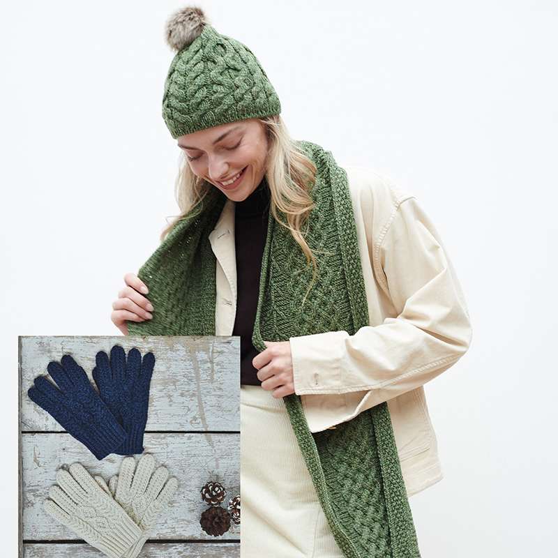 Irish wool hats, scarves, and gloves – best corporate gift ideas for practical corporate gifting.